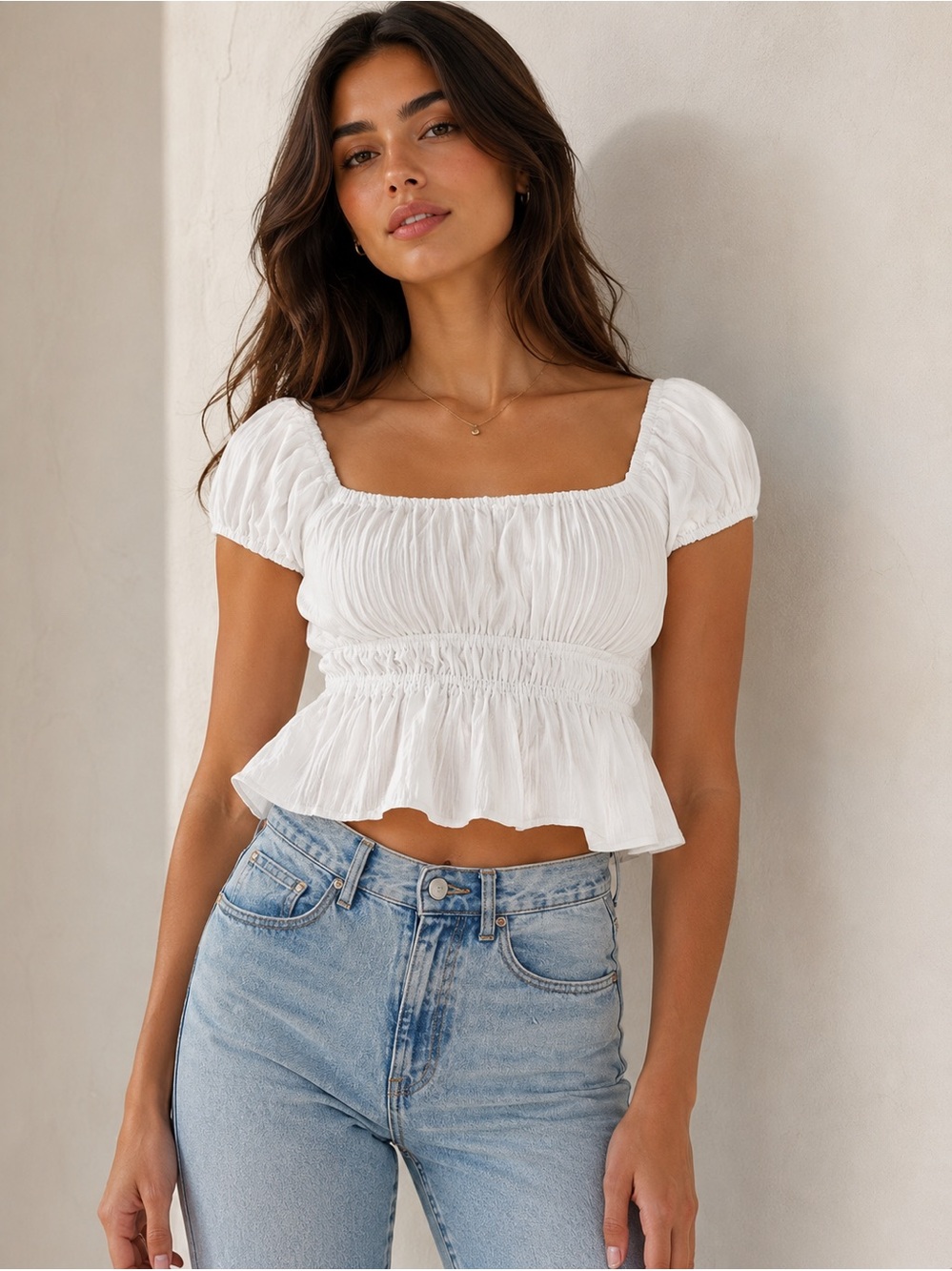 ALL IN FAVOR White Rosette Lace Trim Top size XL NWT